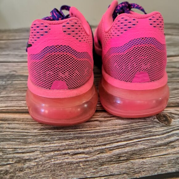 Nike Air Max Women's Bright Pink Running shoes 6Y or 7.5 Women's Leopard Laces - Picture 4 of 8